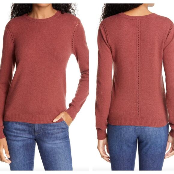 FRAME Pointelle Detail Wool Cashmere Sweater Sable Brown {R18} - Picture 1 of 5